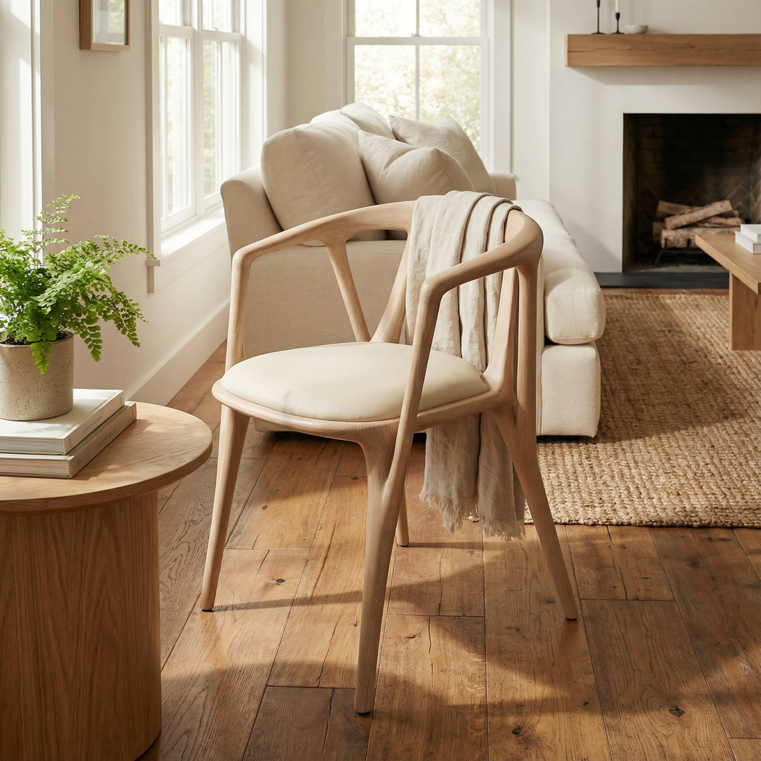 Nordic Arc Solid Wood Armchair