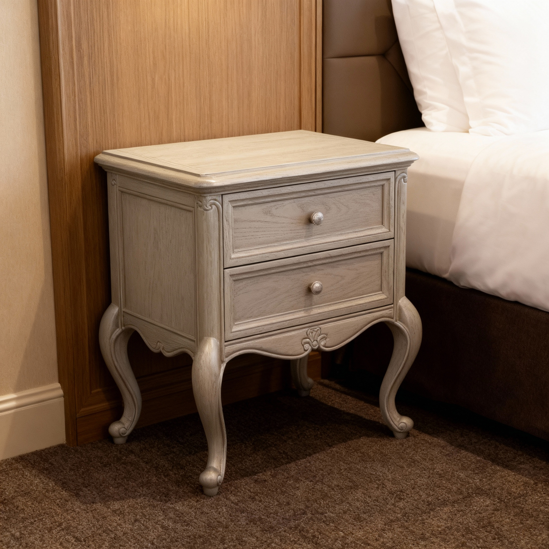 French Provincial 2-Drawer Bedside Table