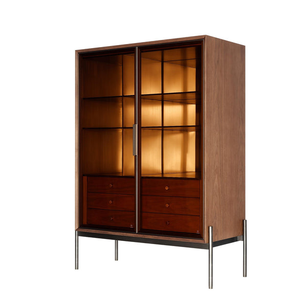 Walnut Glow Showcase Cabinet